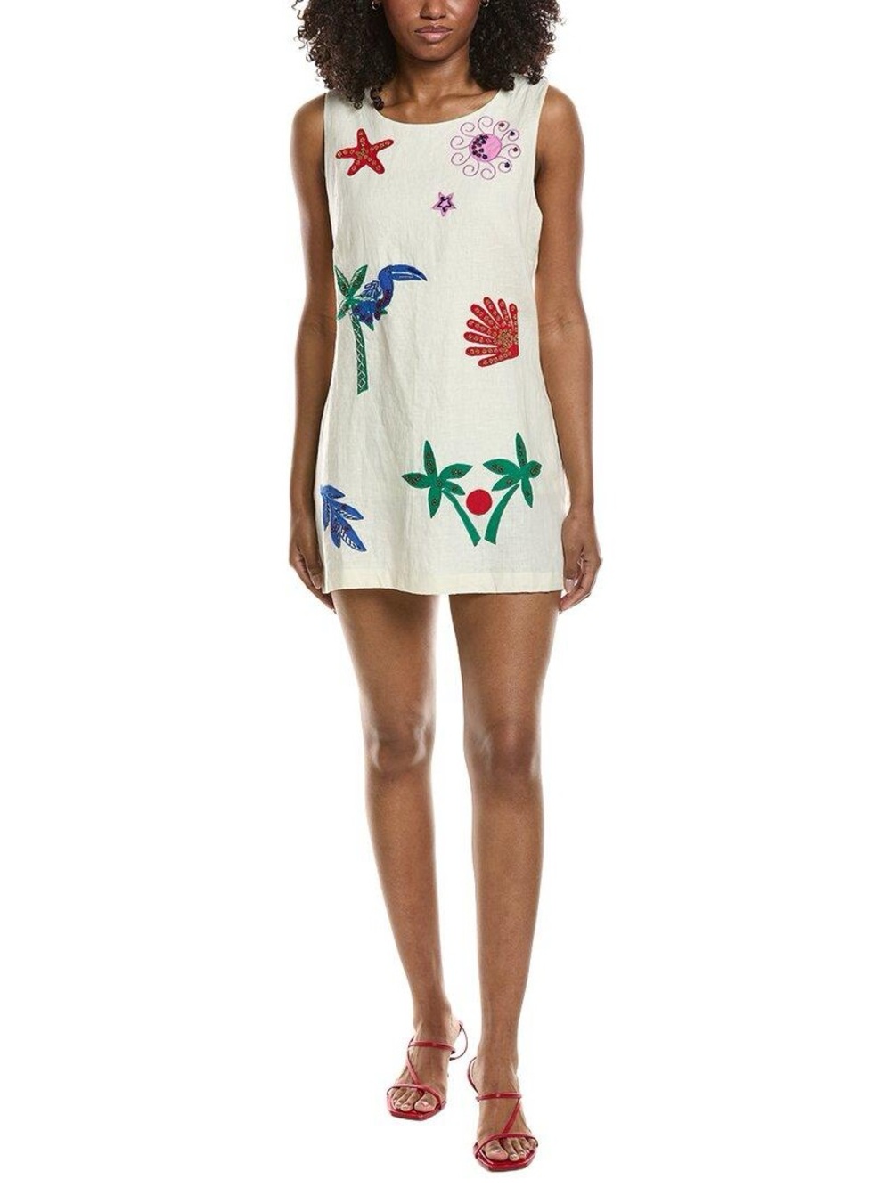 Johnny Was Jade Cassady Linen Tank Tunic Tropical Embroidered Size Medium